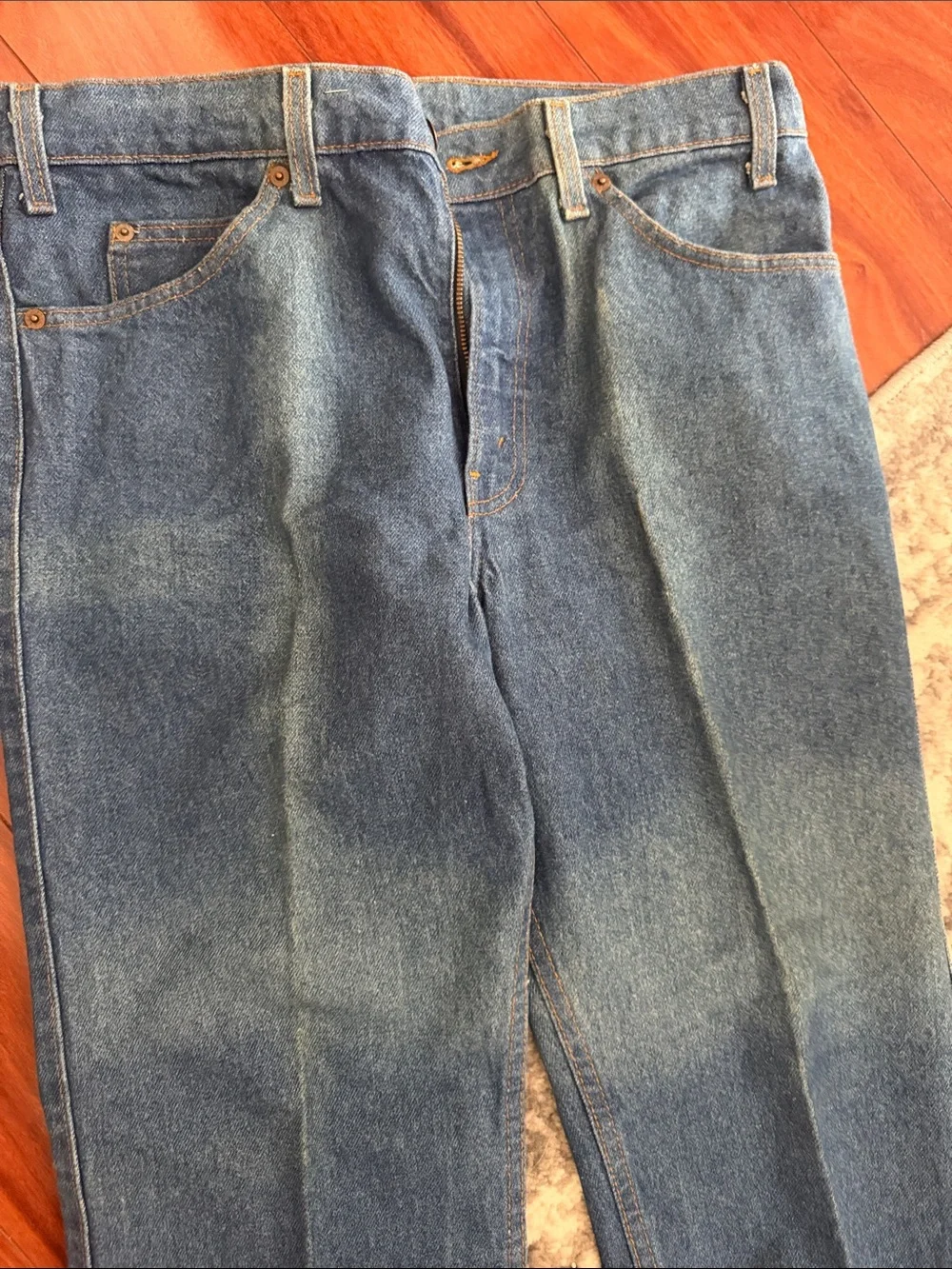 Vintage Levis 517 Jeans Mens 34x30 Blue Denim Boot Cut Orange Tab US Made 1980